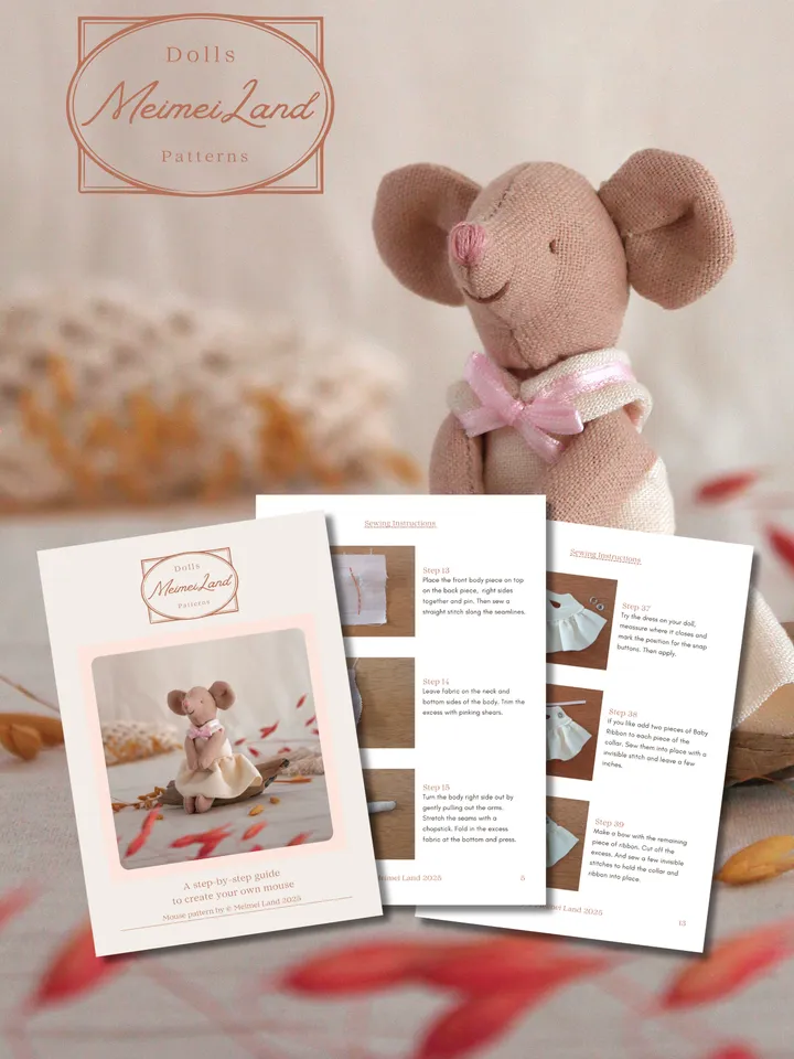 Mouse Little Doll - Digital PDF pattern and Sewing Instructions
