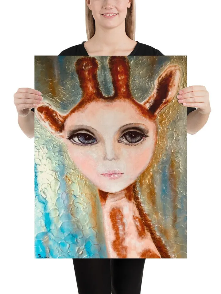 Woman girrafe Photo paper poster