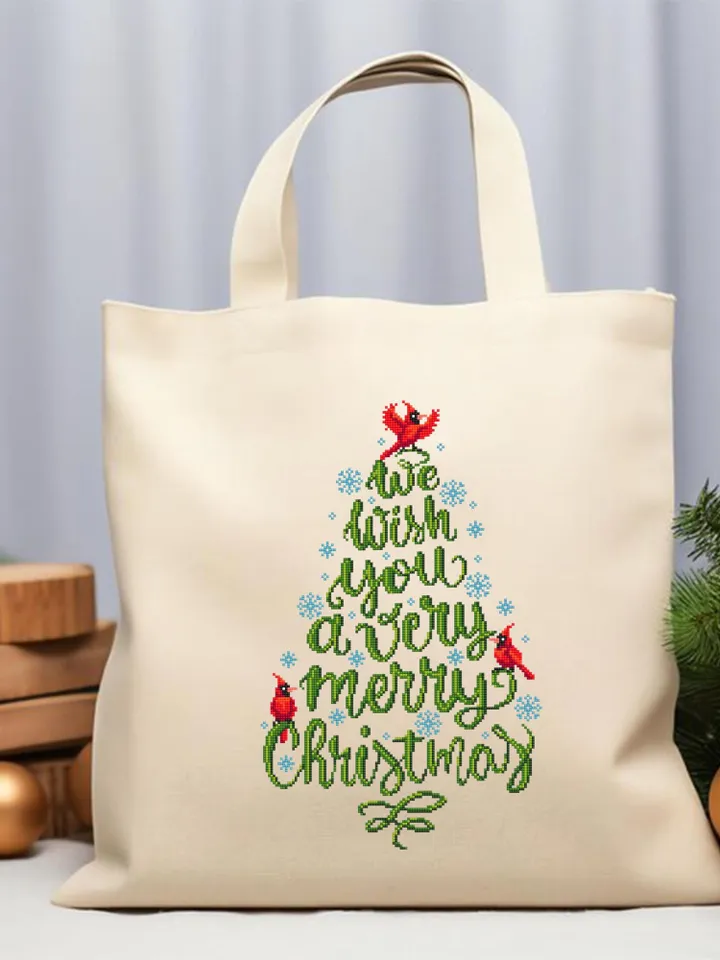 Christmas tree cross stitch pattern PDF download Mini cardinal cross stitch chart, Merry Christmas pattern digital PDF, DIY Home decor #N175