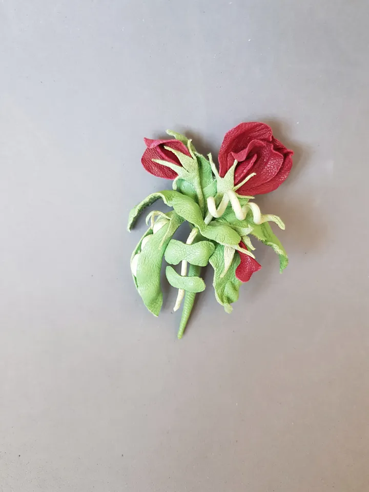 Leather brooch sweet pea for her Leather womens jewelry $50.00 | Buy ...