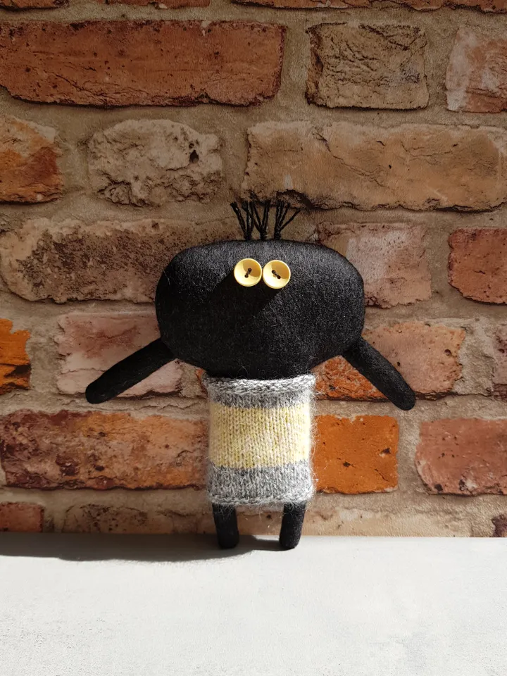 Black rabbit in sweater PDF digital Tutorial, bunny sewing pattern, sweater knitted pattern, Halloween doll sewing diy