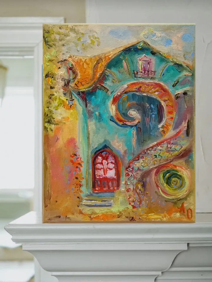 Oil painting on canvas "House. Enchanted Forest" 20x25cm (8x10inch)