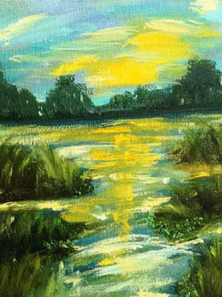 Abstract Landscape Original Oil Painting Impasto Art Miniature 6x6 inches