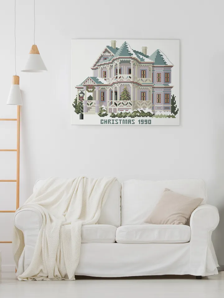 Vintage Cross Stitch Pattern Victorian House Counted Digital Download PDF