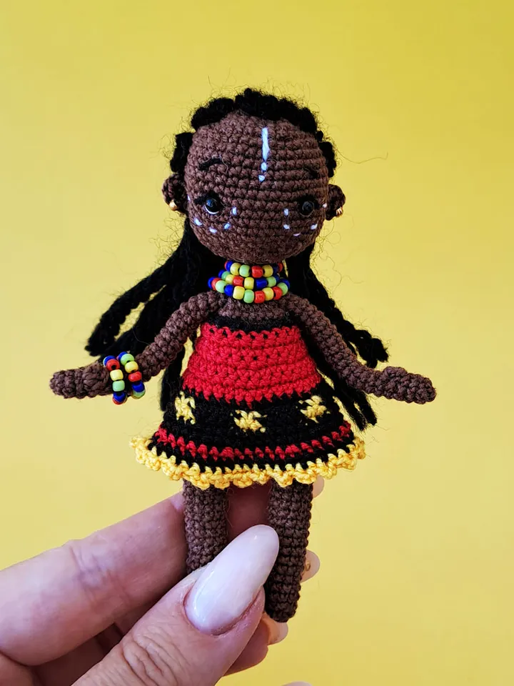 Pattern african baby doll, crochet african doll, pattern little african doll, crochet black doll