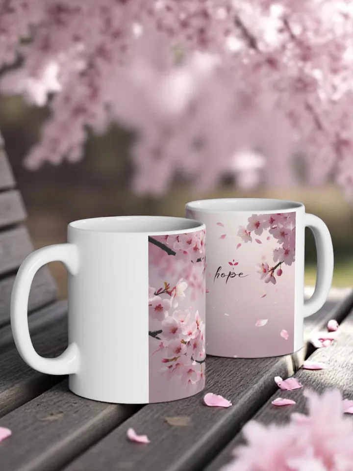 Cherry Blossom Mug, Tea Lover Gift, Inspirational Kitchen Decor, Mother's Day Gift, Spring Mug, Gift for Her, 11oz 15oz Ceramic Mug