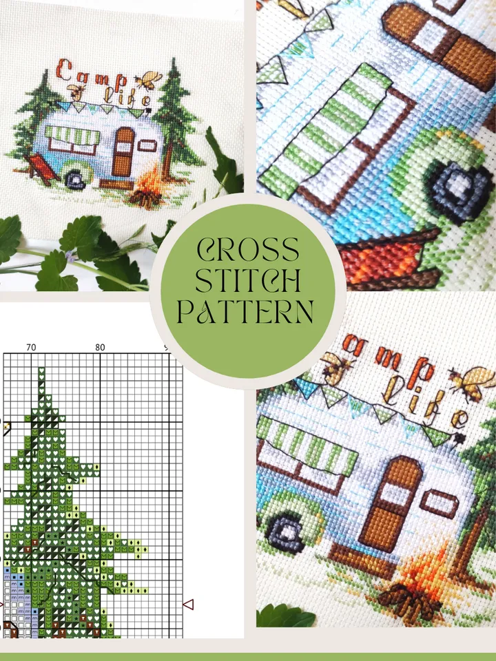 Camp life cross stitch pattern