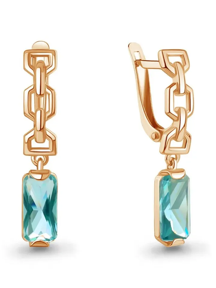 Earrings silver 925 gold plated with tourmaline pendants