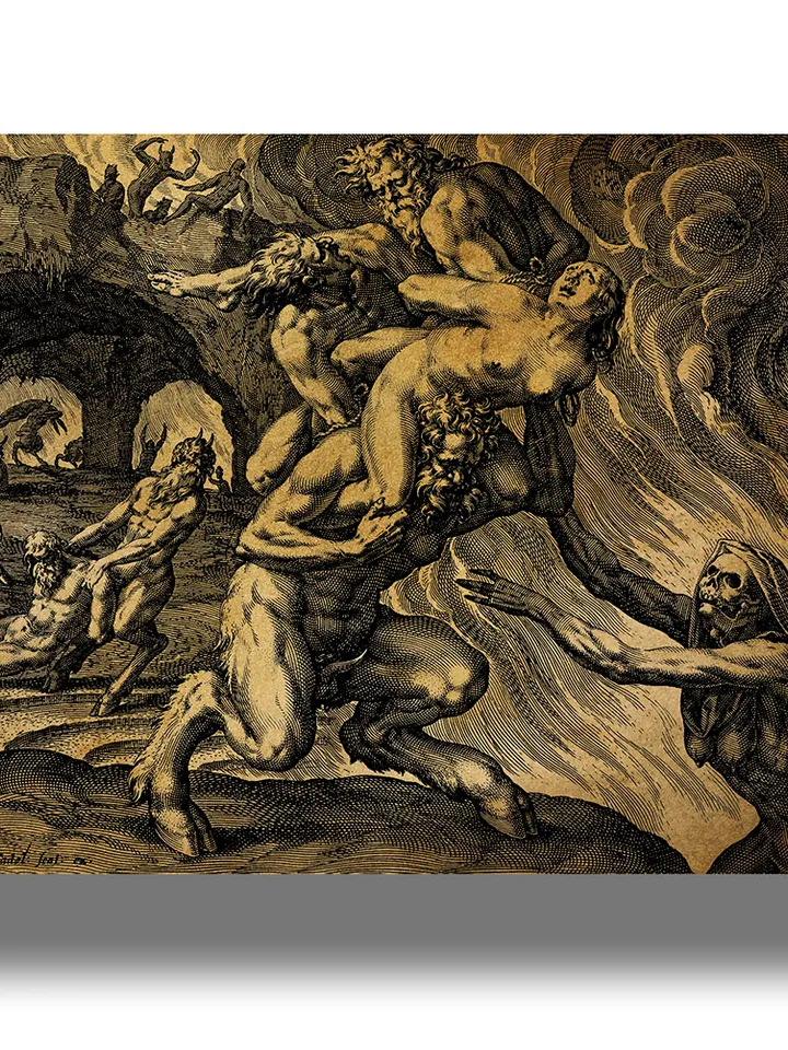 Demons torment sinners in Inferno. Hell, Sinners and Devils.