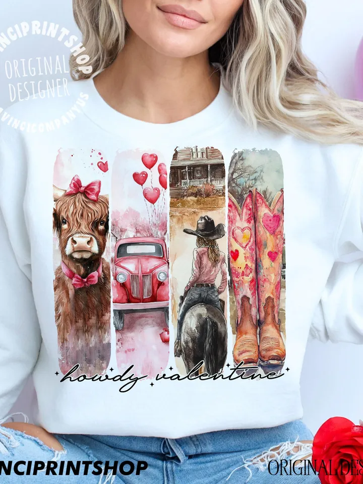 Howdy Valentine png, Highland cow png, Retro valentine png, Western Valentine png, Valentines Coquette Bow png, Pink Valentines png, Western