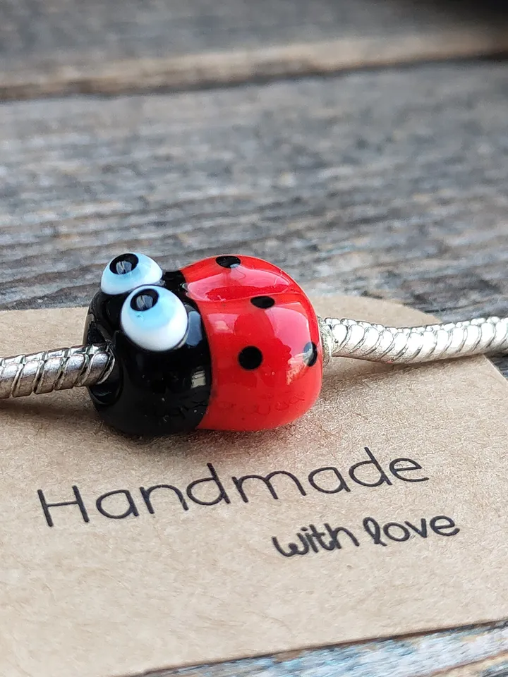 LARGE HOLE BEADS Ladybug charm bracelet Dread beads Dreadlock jewelry Loc Jewelry Big hole beads Glass Ladybug beads Ladybug ornament