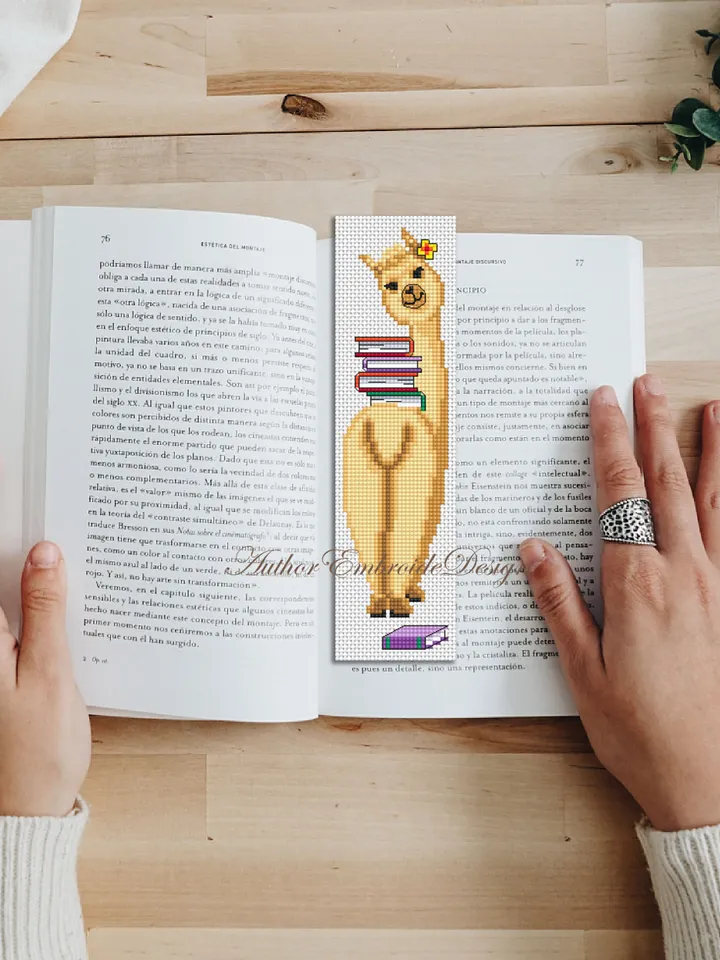 Llama bookmark cross stitch pattern PDF download Llama cross stitch chart, Funny animal bookmark pattern digital PDF, Book accessories #B334