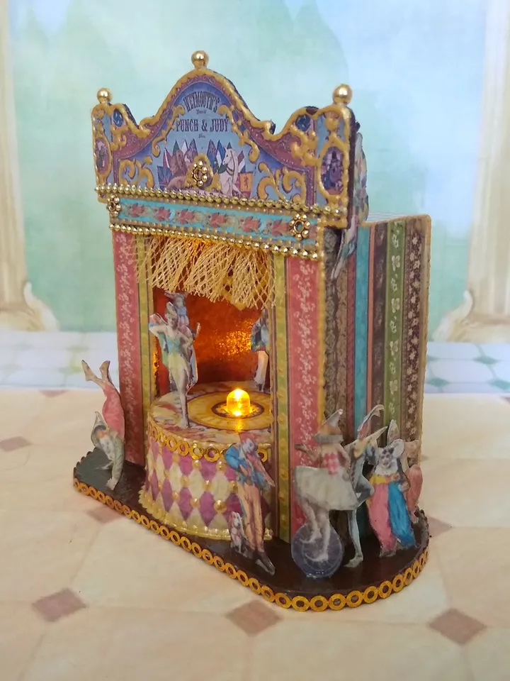 Puppet show. Vintage circus. Circus with illumination.
