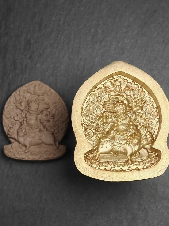 Dorje Gotrab Tsa Tsa Mold,Old Version Vajra Armor of Wrathful Guru Rinpoche,5cm Height,Gandhanra Unique Tibetan Buddha Tsha Tsha Mould