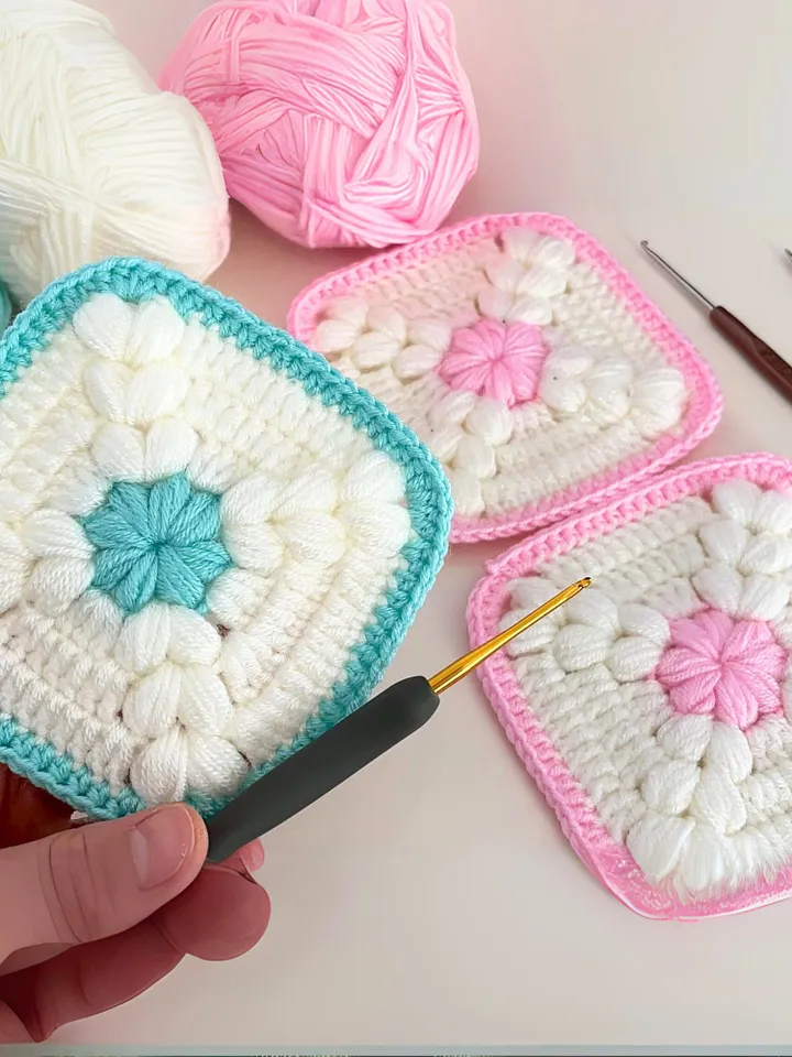 Crochet Granny Square Motif Pattern - Easy Puff Stitch Pattern - Baby Crochet Pattern