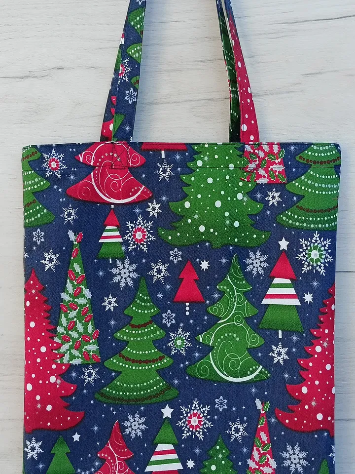 Christmas tote bag, winter eco bag, custom tote bag aesthetic, reusable grocery bag, mini tote handbag, gift bag