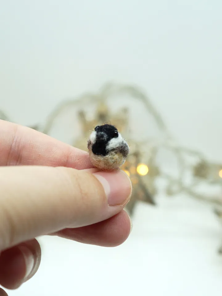 Tiny needle felted chickadee, miniature bird, made to order