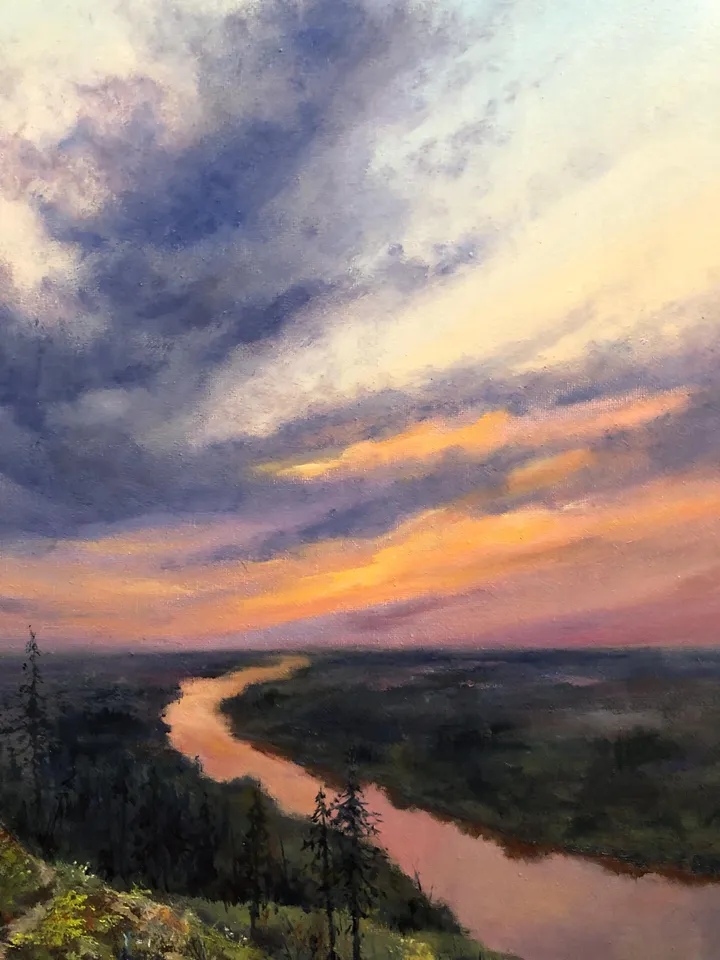 Sunset Oil Painting Original Art Sunset Landscape Painting