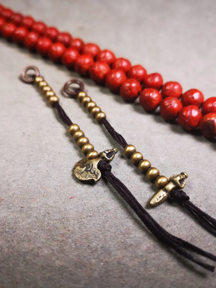 Gandhanra Handmade Tibetan Buddhist Mala Counters,Prayer Bead Counters,with Kartika and Kila Pendant,Made of Brass,Small Size 4mm