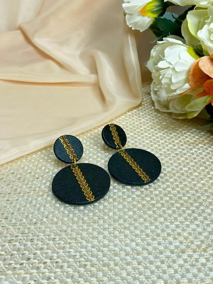 Handmade matte black earrings.Handmade jewelry. Designer earrings.