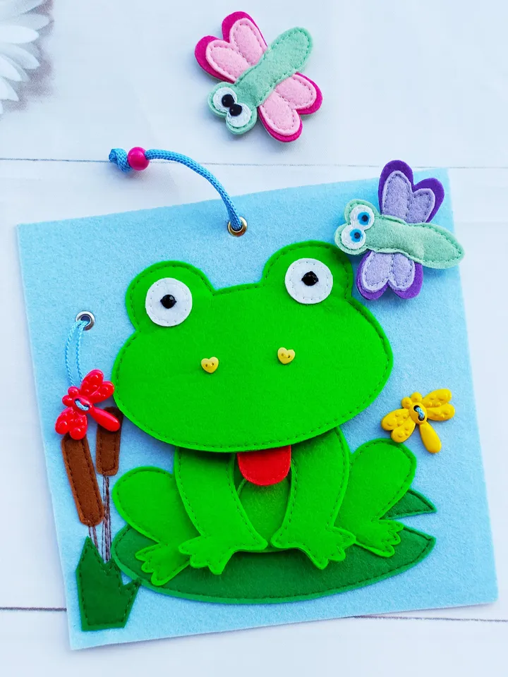 Hippo & Frog Quiet book Pattern pdf , Felt book pattern svg, Soft sensory book template, Busy book sewing ideas for kids 2, 3, 4 year old