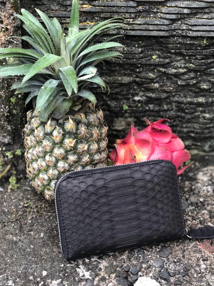 Genuine python skin black wallet | Small wallet | Exotic leather wallet | Women wallet | Snake trendy Wallet | Snakeskin designer wallet