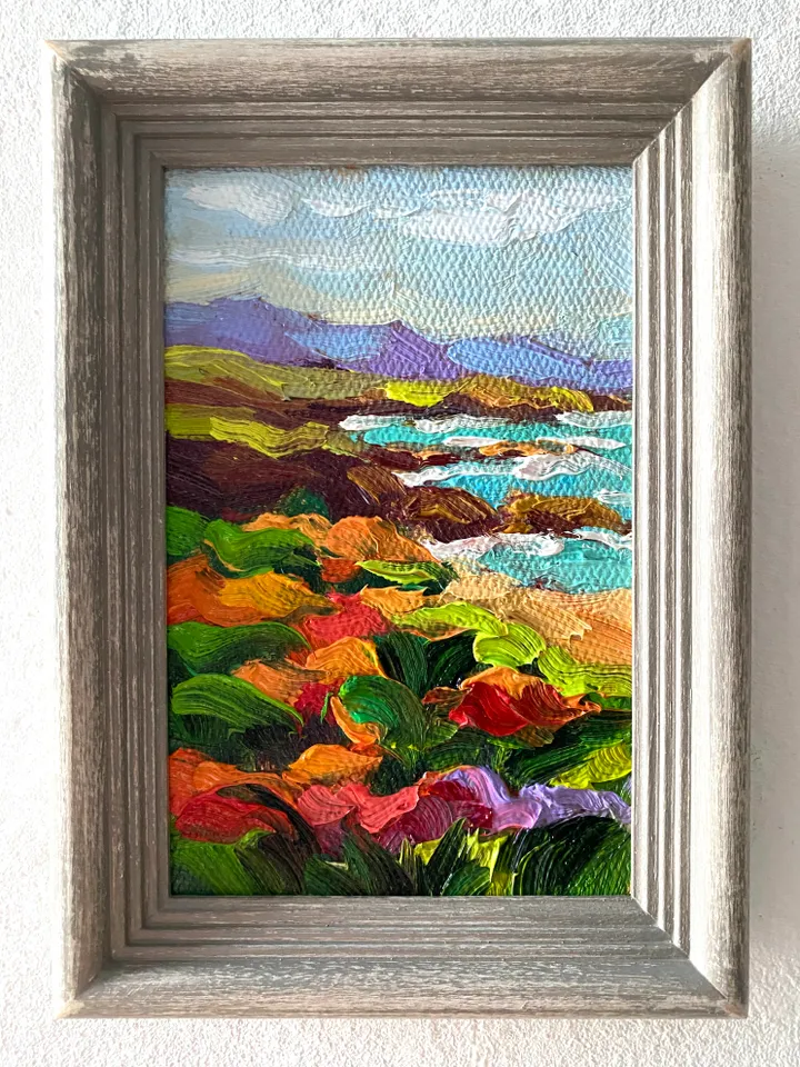 Seascape Oil Painting Original Sea Landscape Painting Impasto Small Artwork Ocean Coastal Wall Art