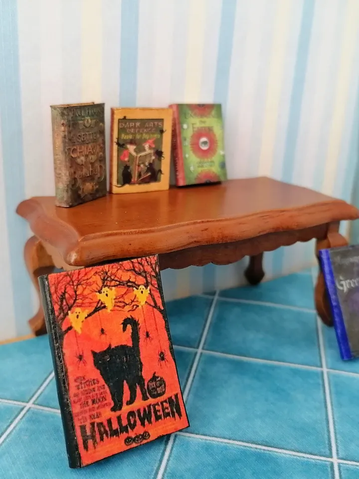 Dollhouse book set in 1:12 scale. Handmade.