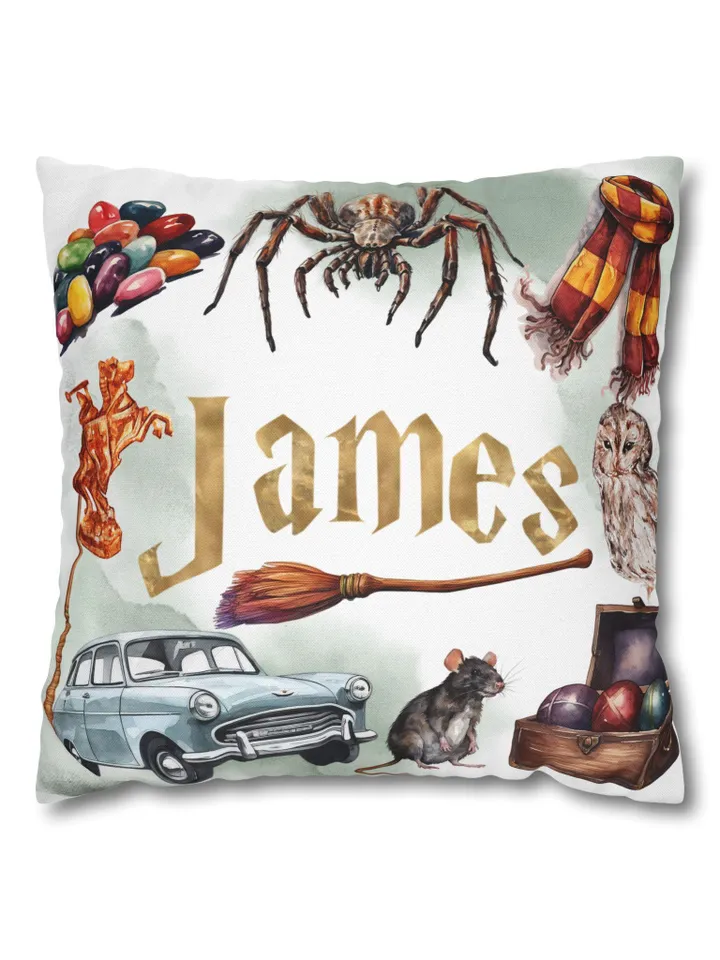 Magic School Square Pillowcase, Wizard Pillow Cover, Magic Bedroom Decor, Witchcraft Throw Pillow, Fantasy Home Accent