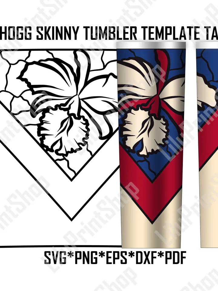 Flower Hogg tumbler template svg Orchid v split 20 oz tapered tumbler cut file Digital instant download