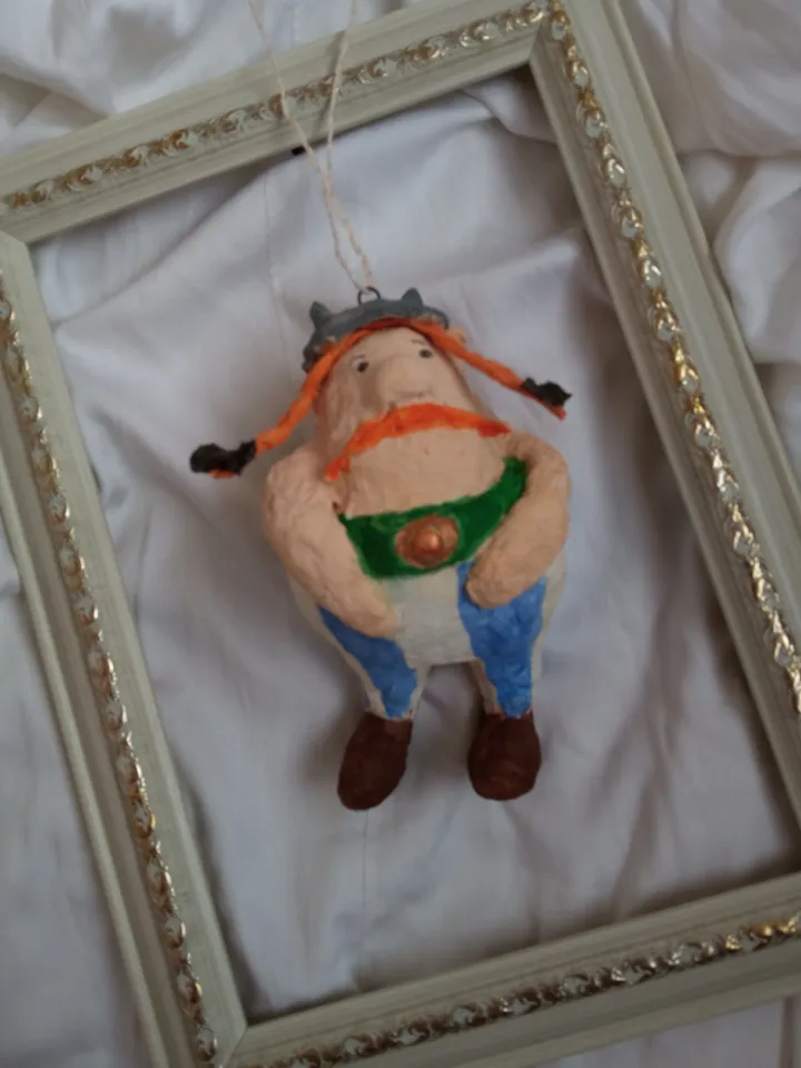 Christmas Ornaments- Obelix. Handmade Art Doll. Xmas tree toy Spun cotton doll.