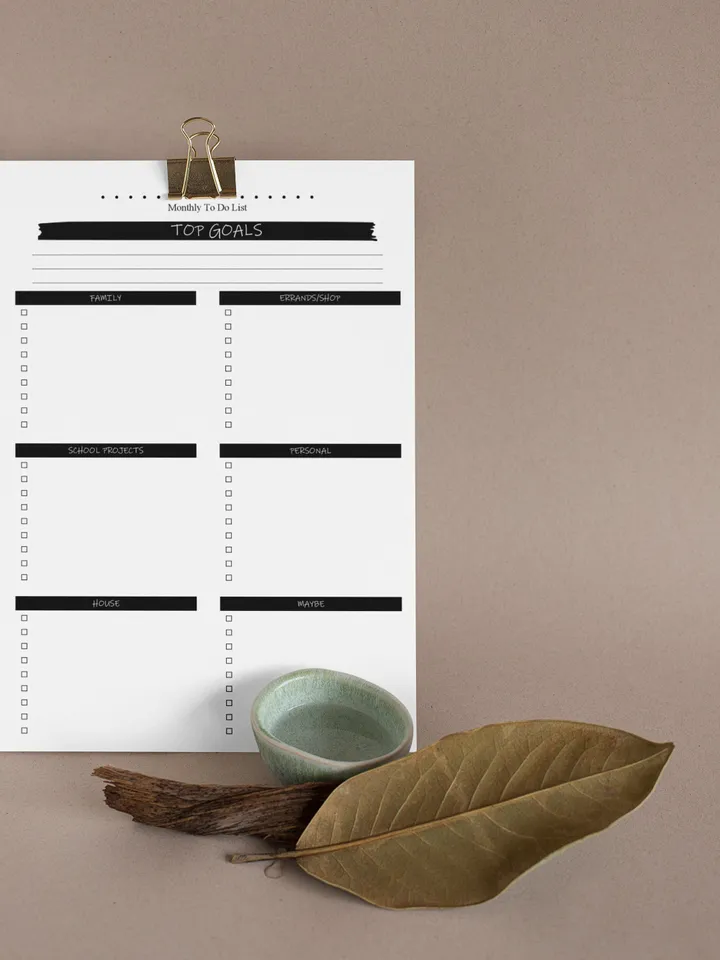 Monthly To Do List Fully Editable Printable Template, Monthly Planner, To Do List Template, Monthly Checklist, Planner Insert