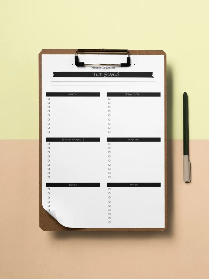 Monthly To Do List Fully Editable Printable Template, Monthly Planner, To Do List Template, Monthly Checklist, Planner Insert