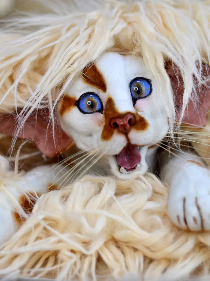 Realistic Stuffed Cat Toy - Portrait of a Domestic Plush Toy - Stuffed Cat - OOAK - Kitty
