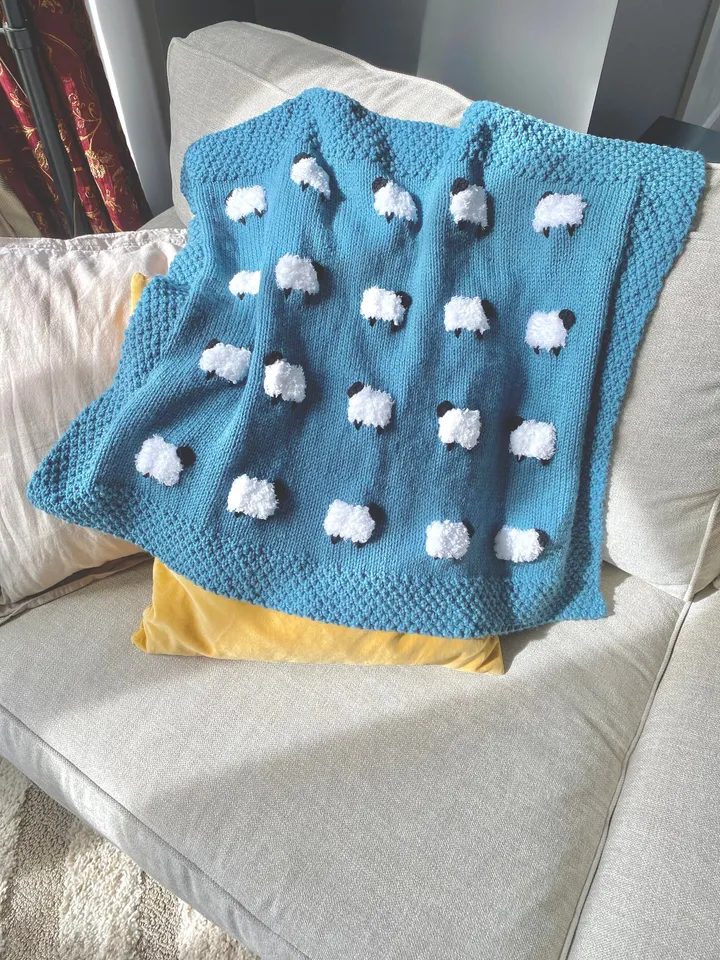 KNIT KIT - Fuzzy Sheep Baby Blanket, DIY Knit Baby Blanket, Baby Gift, 2 Sizes