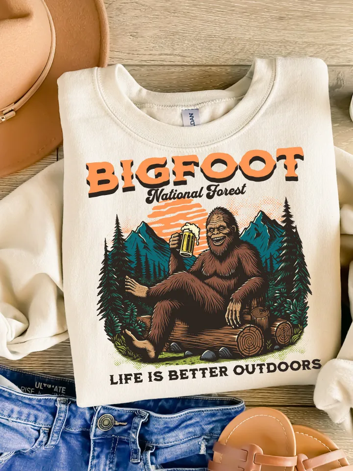 Life Is Better Outdoors Sublimation Design PNG Digital Download Printable Camping Wanderlust Travel Adventure Bigfoot Groovy Retro Outdoors