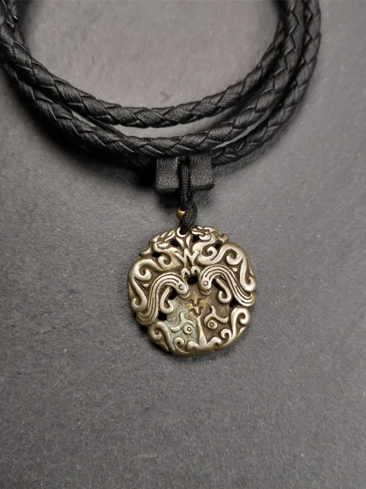 Gandhanra Antique Tibetan Amulet,Kirtimukha Pendant, Buddhist Dragon Badge, 60 Years Old