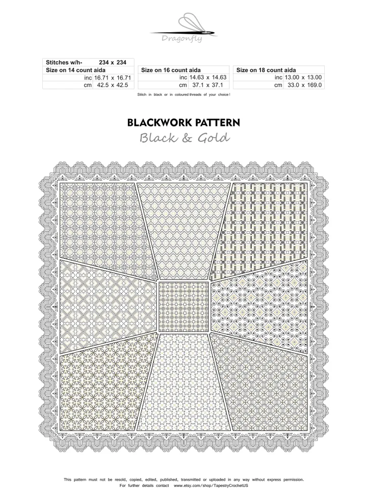 Set of Blackwork patterns - Modern - Cross Stitch Pattern - Embroidery Sampler - Carpet Cross Stitch
