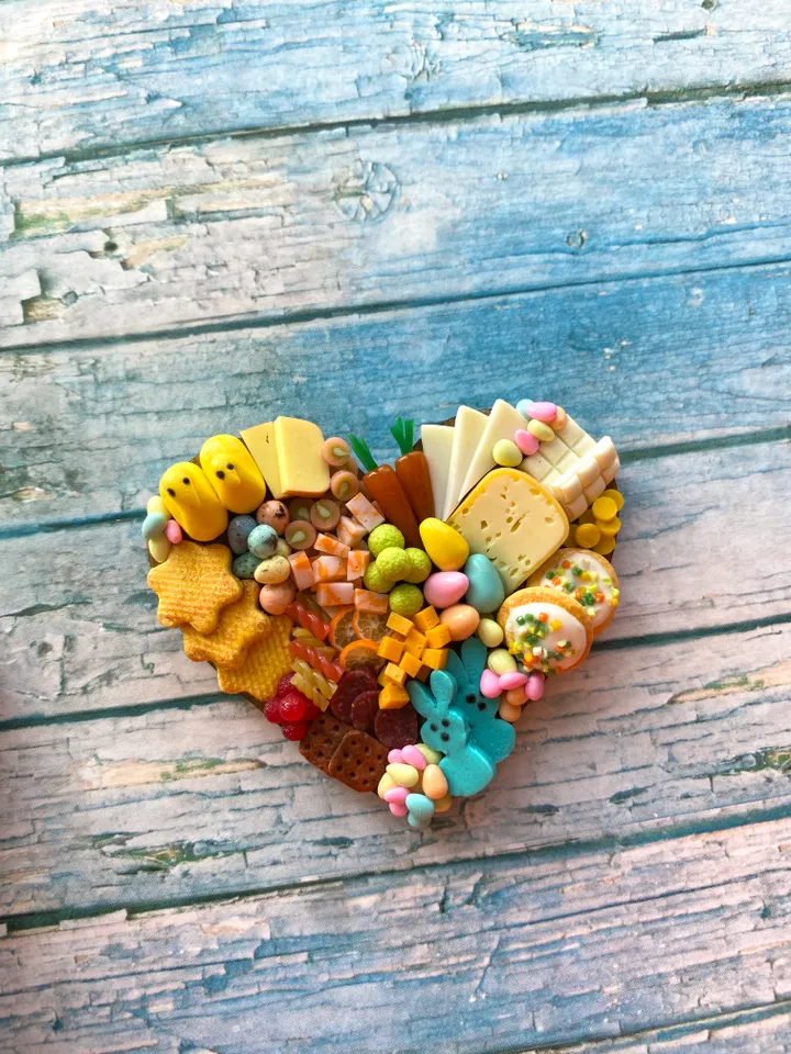 Magnet Miniature Easter Charcuterie Board with Polymer Clay Souvenir