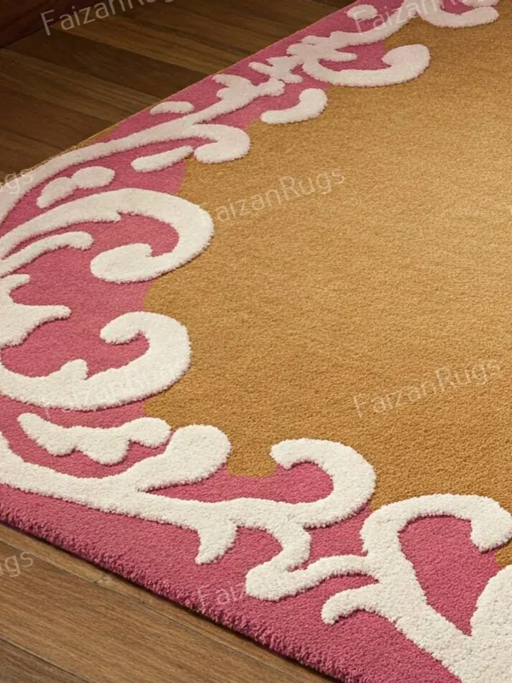 Buy Ornate border area rug, Floral rug, Handmade, Carving rug, hallway decor, Rug for livingroom, kitchen rug, Bedroom rug, 8x10 area rug.