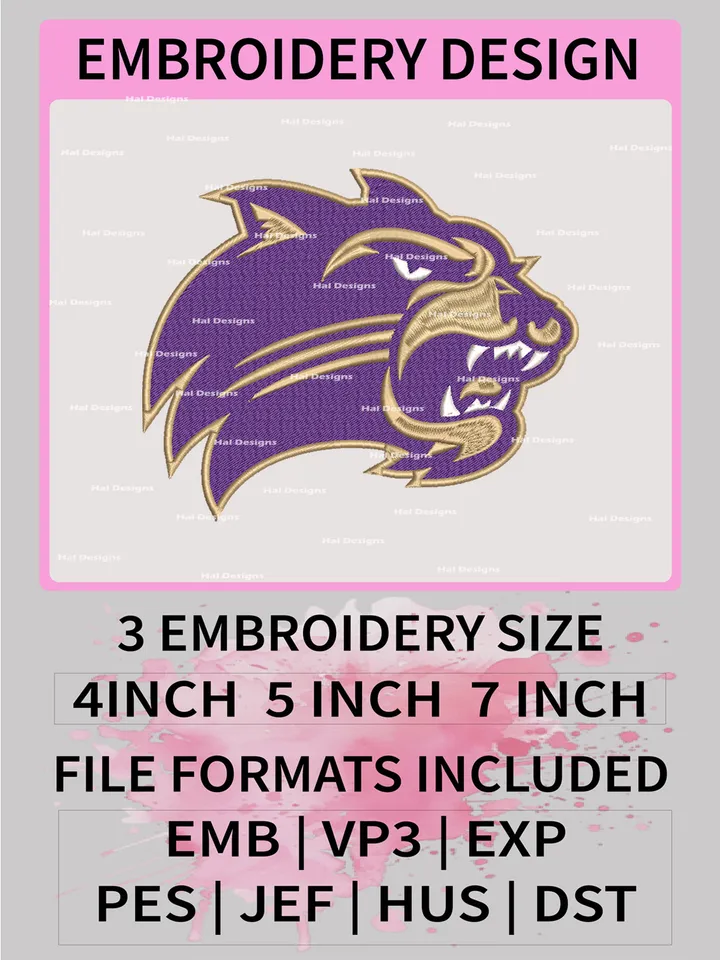NCAA Western Carolina Catamounts Embroidery File, 3 Sizes, 6 Formats, NCAA Machine Embroidery Design, NCAA Logo, NCAA Teams