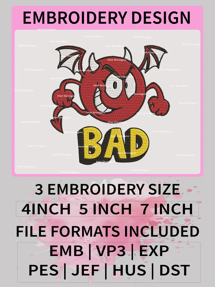Bad Good Angels Embroidery Designs, Angels Machine Embroidery Patte, Bad Good Logo Embroidery File
