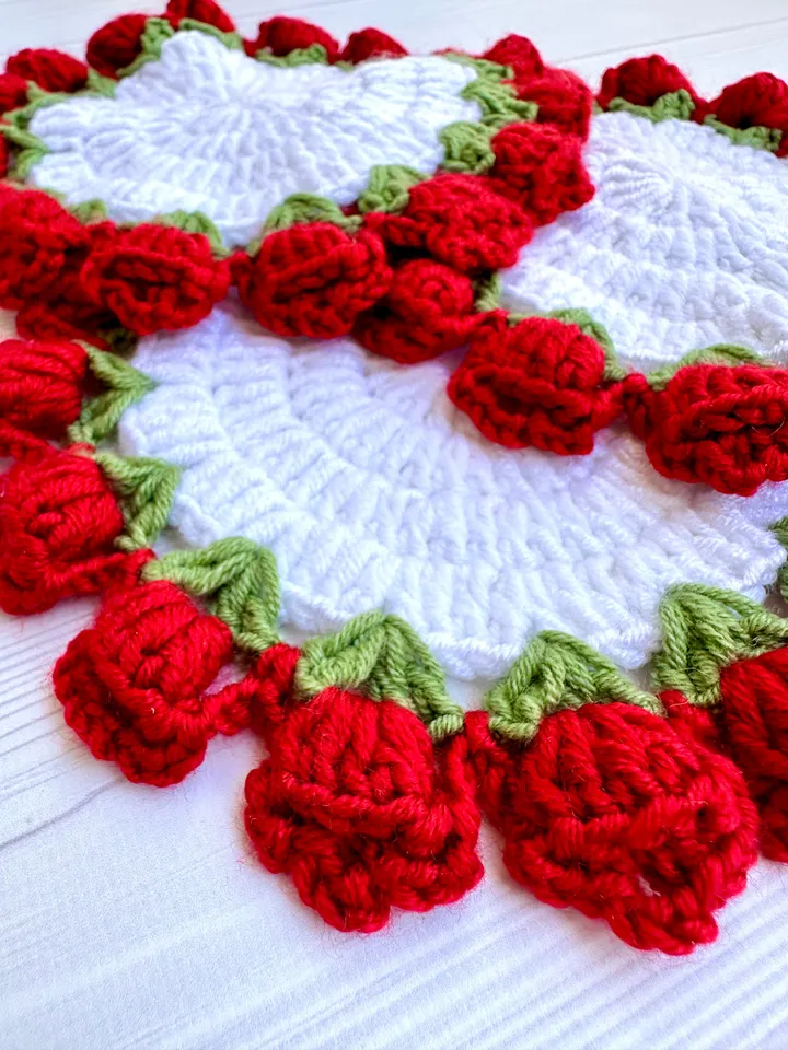 CROCHET ROSE Coaster pattern - Rose Flower Pot Coaster Set Crochet Pattern Flower Bouquet Plant Coasters Instant Digital Download PDF