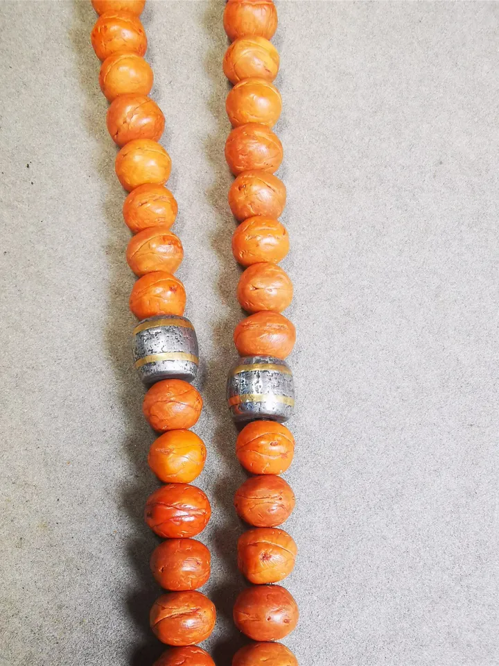 Gandhanra Handmade Tibetan Mala Spacer Beads,Cold Iron Stripe Dzi Marker Beads for Prayer Beads Necklace Accessories,0.35" × 0.35"