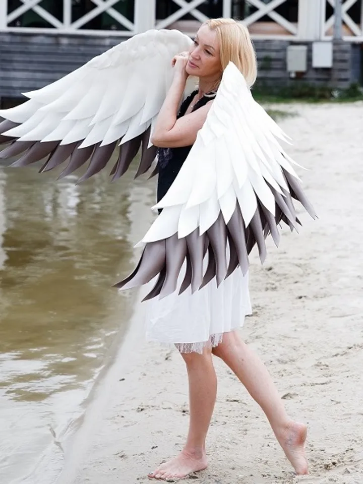 Bridal White Wings costume, Wedding Angel Wings, Cosplay costume, Maternity Pregnancy photoshoot, Stork wings dance