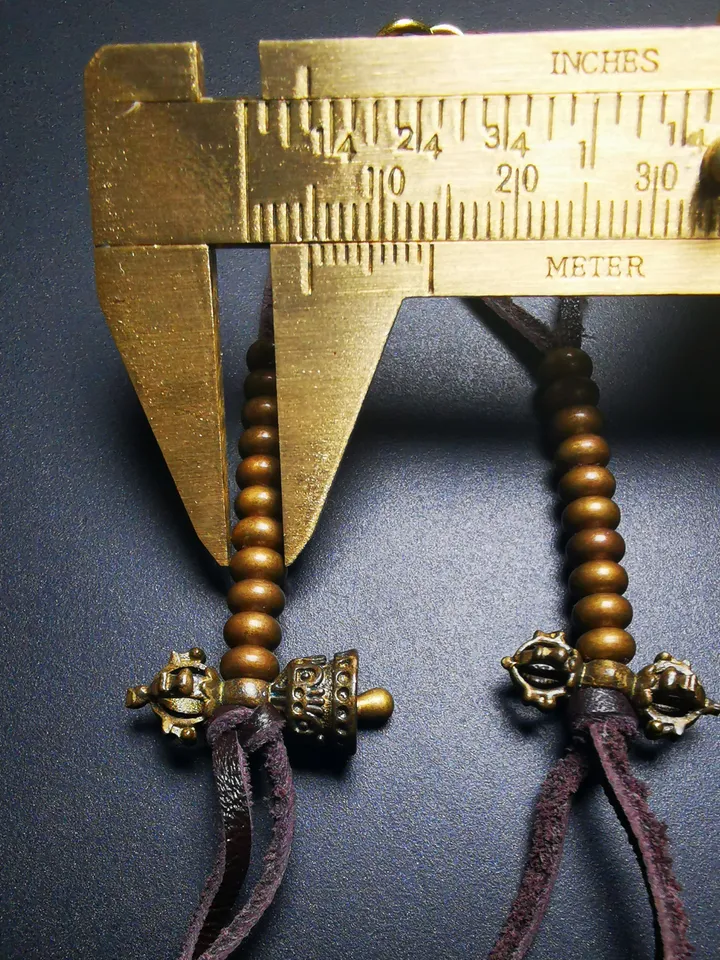 Gandhanra Handmade Tibetan Buddhist Mala Counters,Prayer Bead Counters,Carved with Dorje and Vajra / Kartika and Kila, Made of Brass