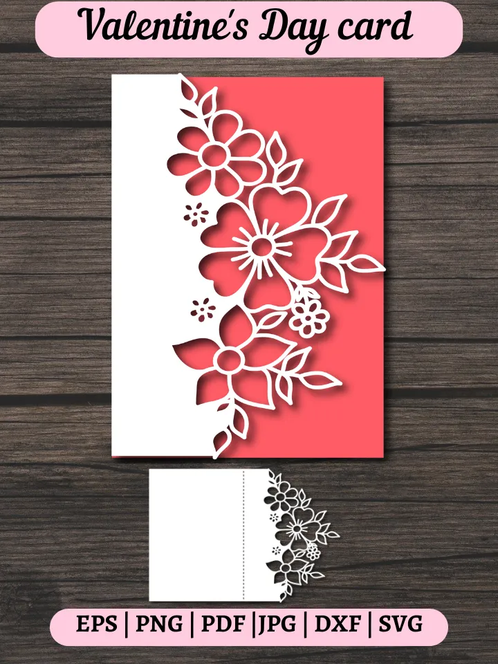 Flowers Papercut Card Cover Template SVG, Happy Birthday, Happy Anniversary, Happy Mother Day, Greeting Card for Silhouette and Cricut