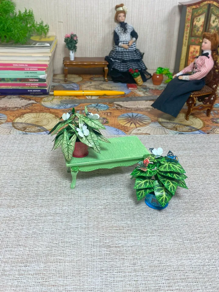 Flowers in a pot. 1:12. TUTORIAL. Dollhouse miniature.Flowers for a doll.