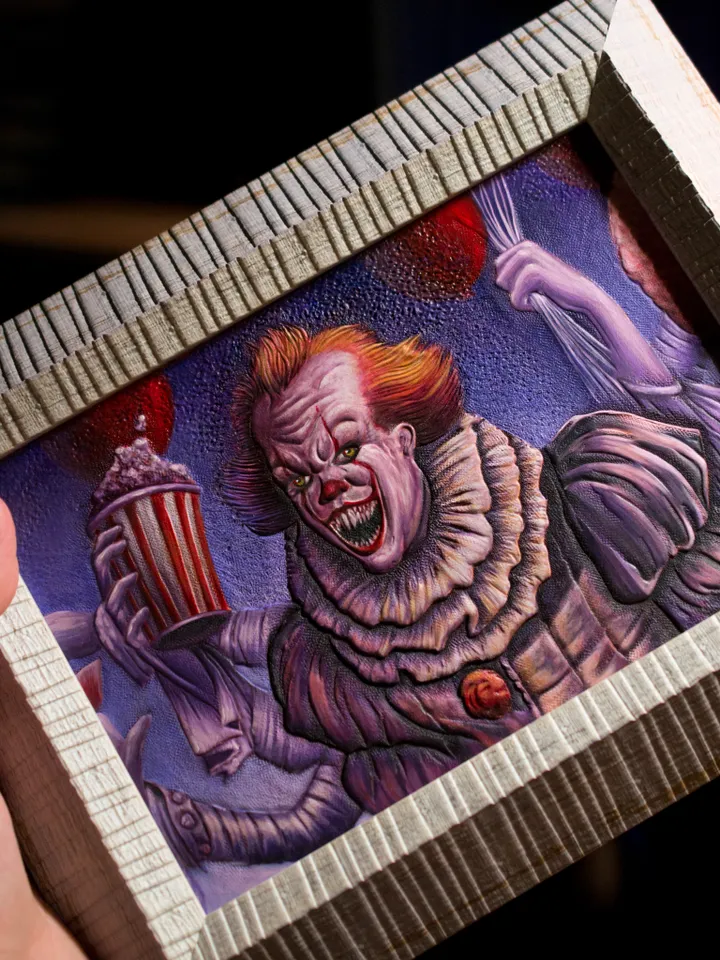 Original genuine leather painting Pennywise frame