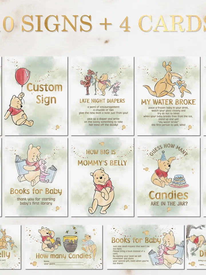Winnie the Pooh Baby Shower Games; Winnie the Pooh Inspired; Printable Pooh Baby Shower Party Games; Honey Bear Shower Games; WP9